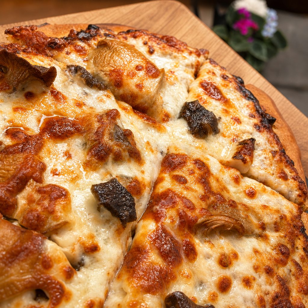 Mushroom Gouda Pizza.